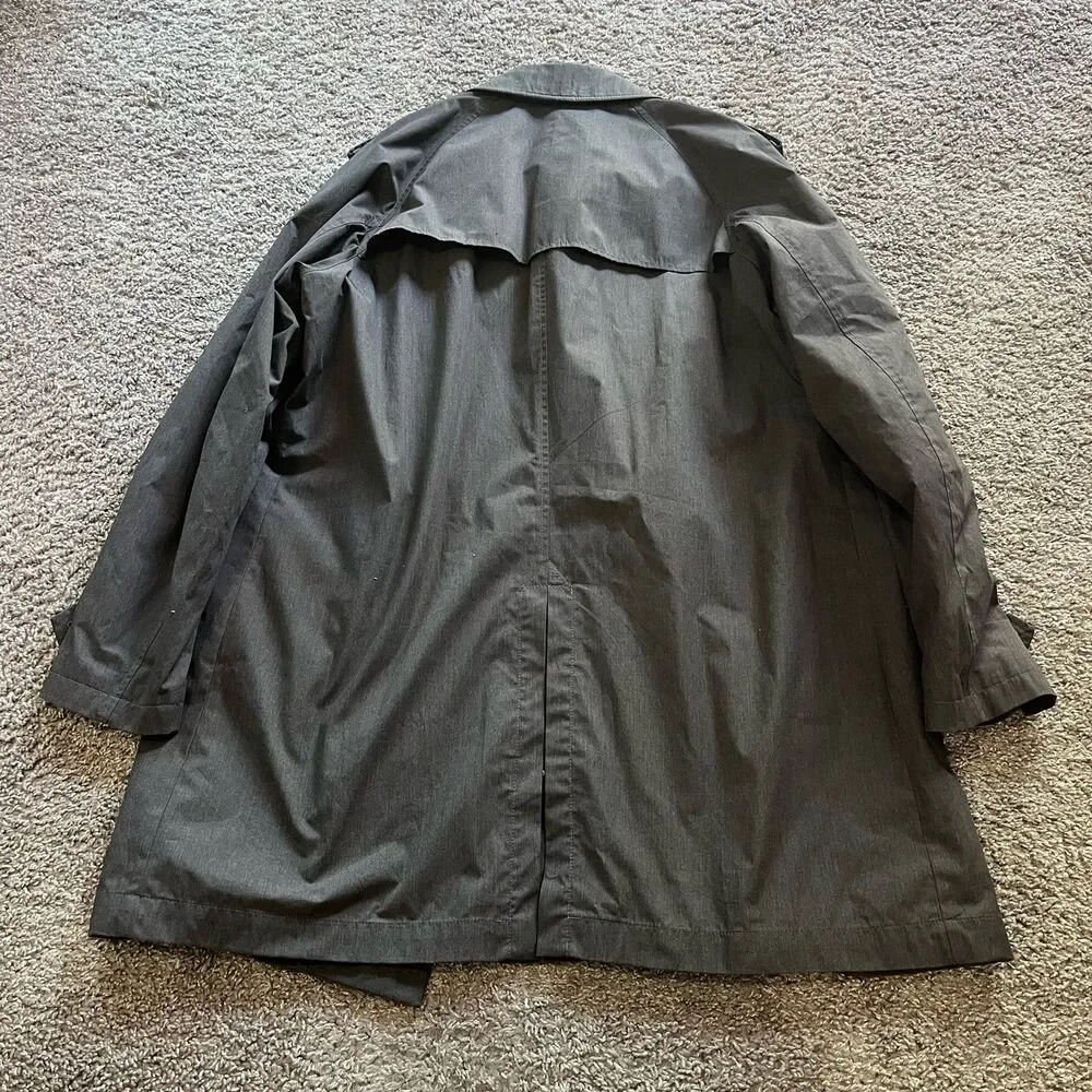 Banana Republic Mad Men Trench Coat Rain Grey Mens Sz XL Button Water Resistant